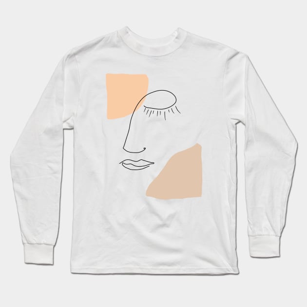 One line abstract sleep beauty boho Long Sleeve T-Shirt by thecolddots